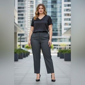 Penningtons, Pinstripe Dress Pants – Slightly Curvy Fit, Plus Size 28W, Gray